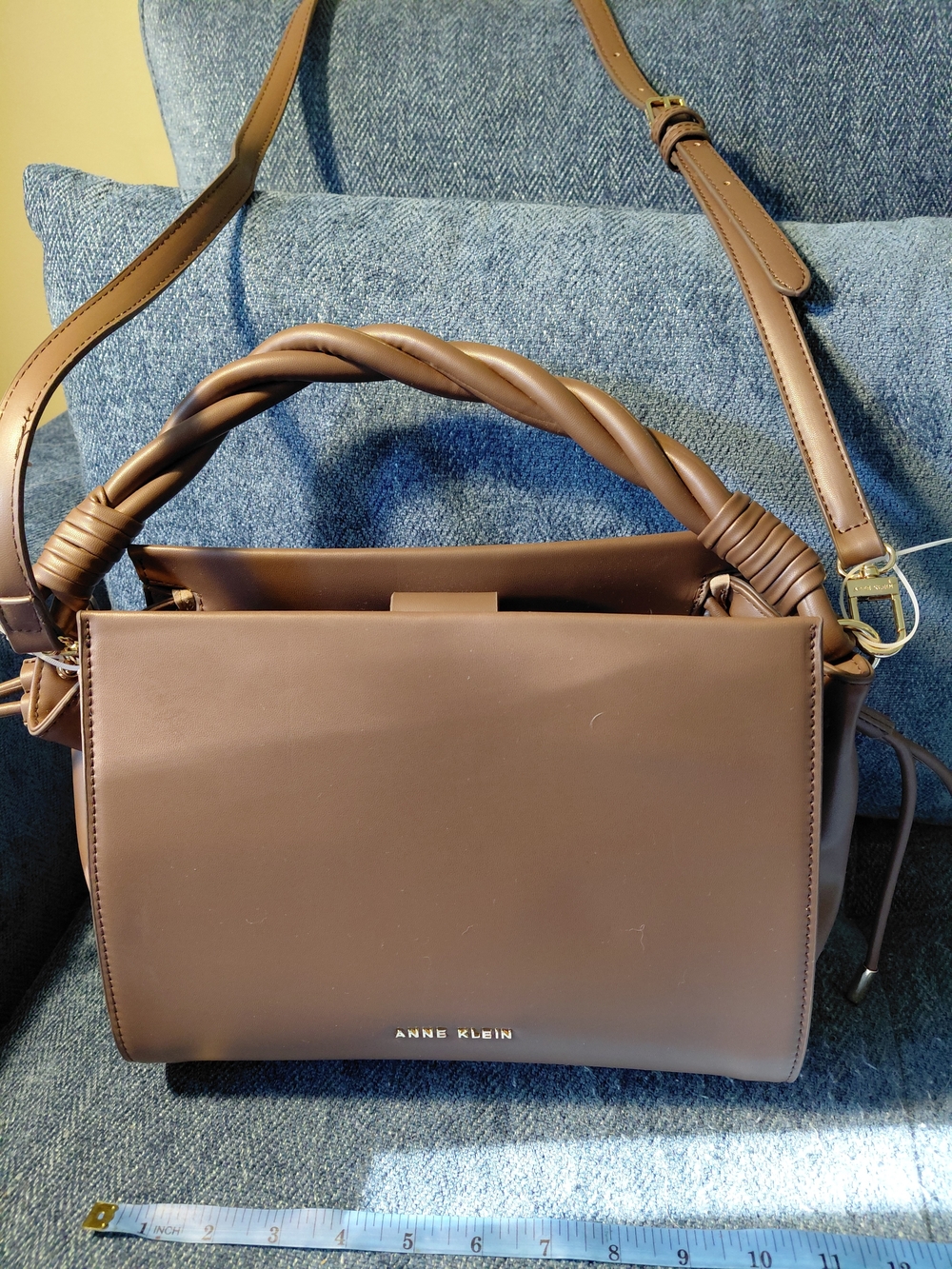 Anne Klein Brown Top-Handle Crossbody Bag made of Leather
